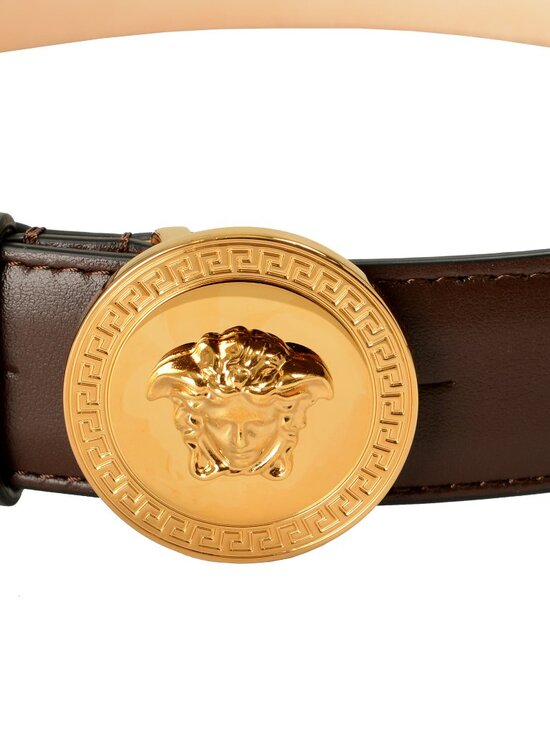 Versace Brown 100% Leather Gold Medusa Head Decorated Belt US 30 IT 75 main image 4